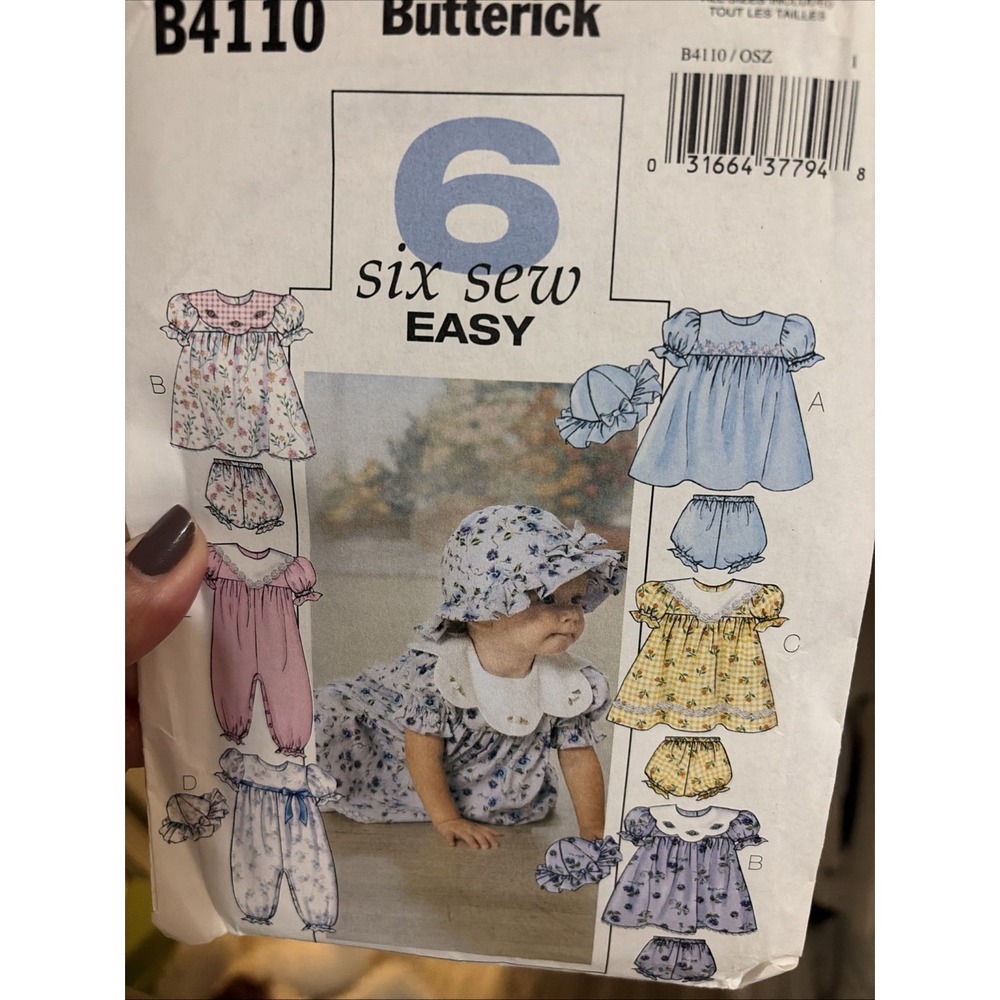 Butterick B4110 6 Sew Easy Pattern Infant Clothing UNCUT ... Size 13-29 lb